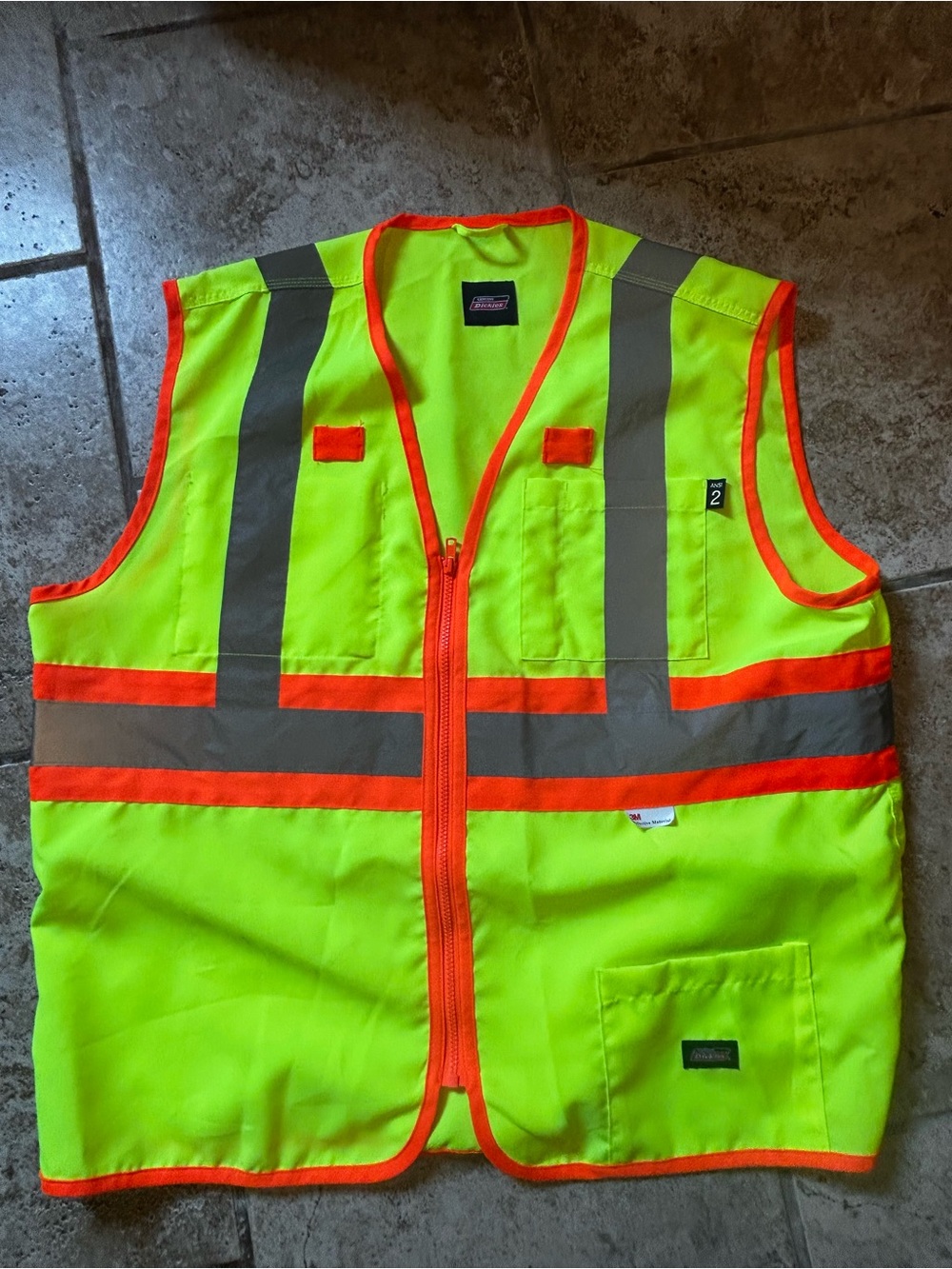 Dickies Neon Yellow High-Visibility Kids Safety Vest with Orange Trim